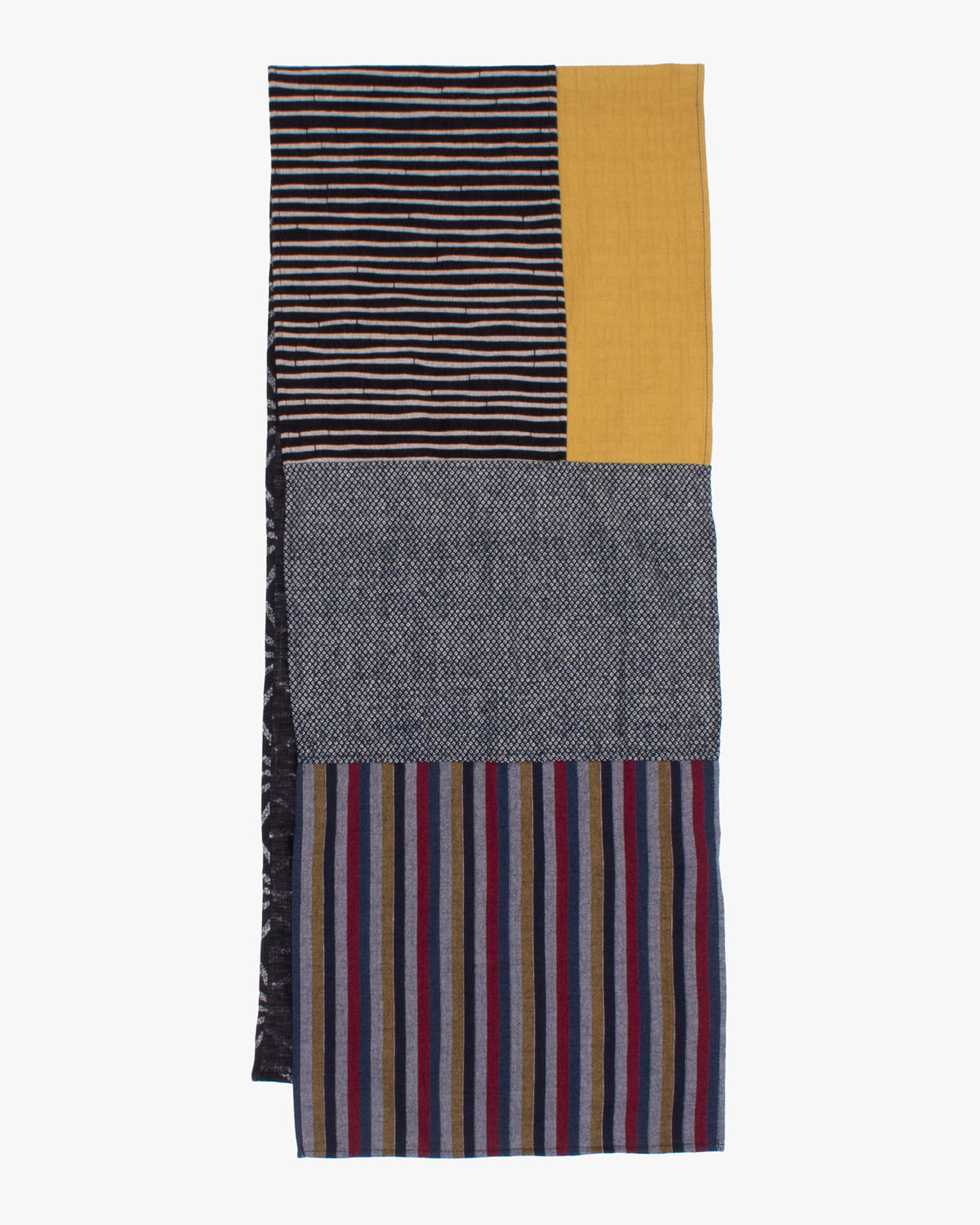 Kiriko Original Modern Patchwork Scarf, Large Black Asanoha with Shima