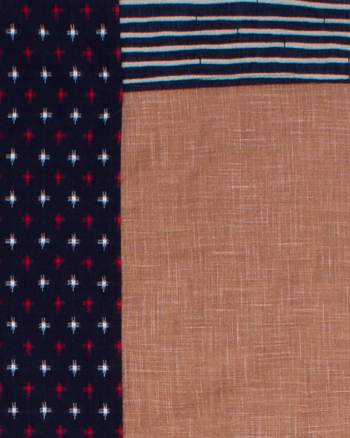Kiriko Original Modern Patchwork Scarf, Indigo Checkered