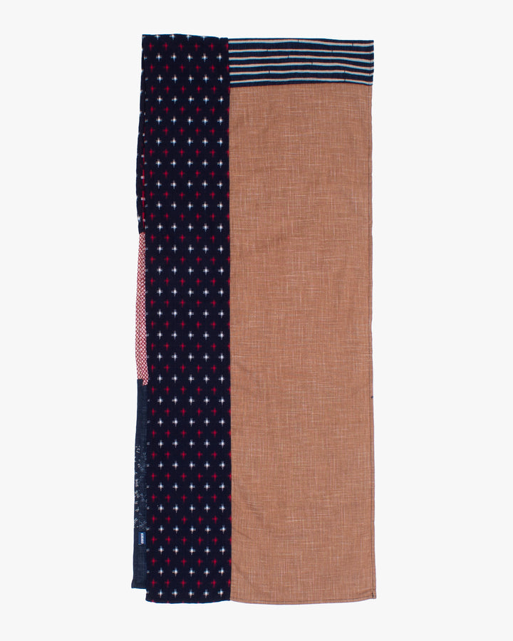 Kiriko Original Modern Patchwork Scarf, Indigo Checkered