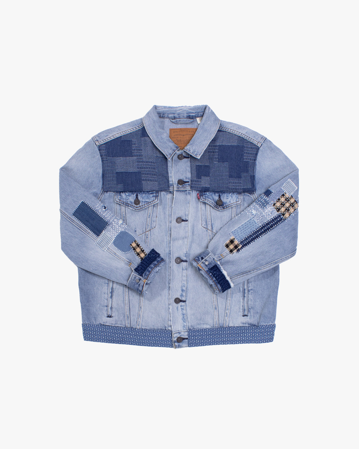 Kiriko Custom, Levi's Jacket, Light Blue Sashiko-Stitched