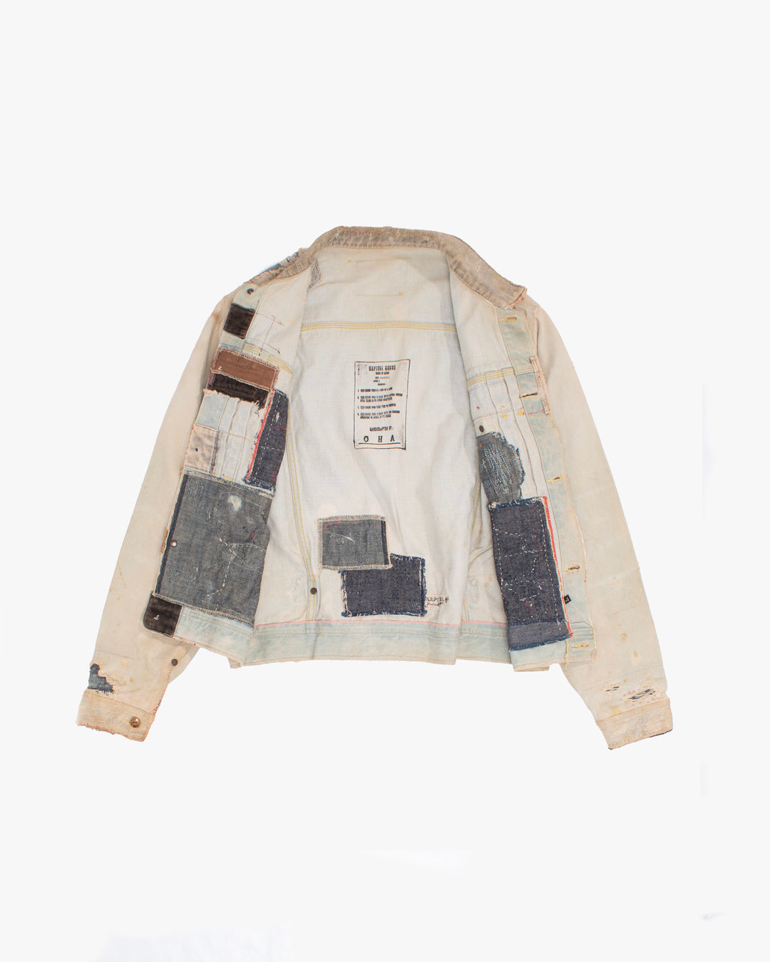 Japanese Repro Denim Jacket, L, Kapital, Off-White with Distressed Details