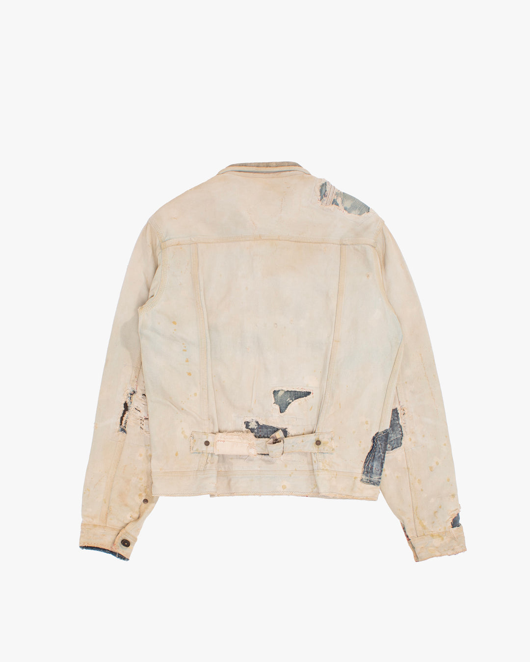 Japanese Repro Denim Jacket, L, Kapital, Off-White with Distressed Details