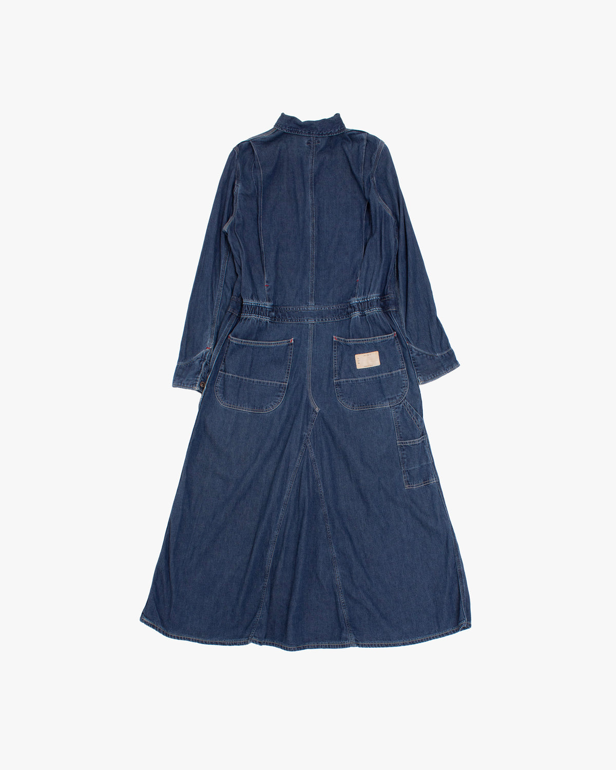 Japanese Repro Dress Coveralls, S, Kapital, Medium Wash Denim with Red Accents