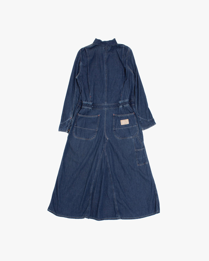 Japanese Repro Dress Coveralls, S, Kapital, Medium Wash Denim with Red Accents