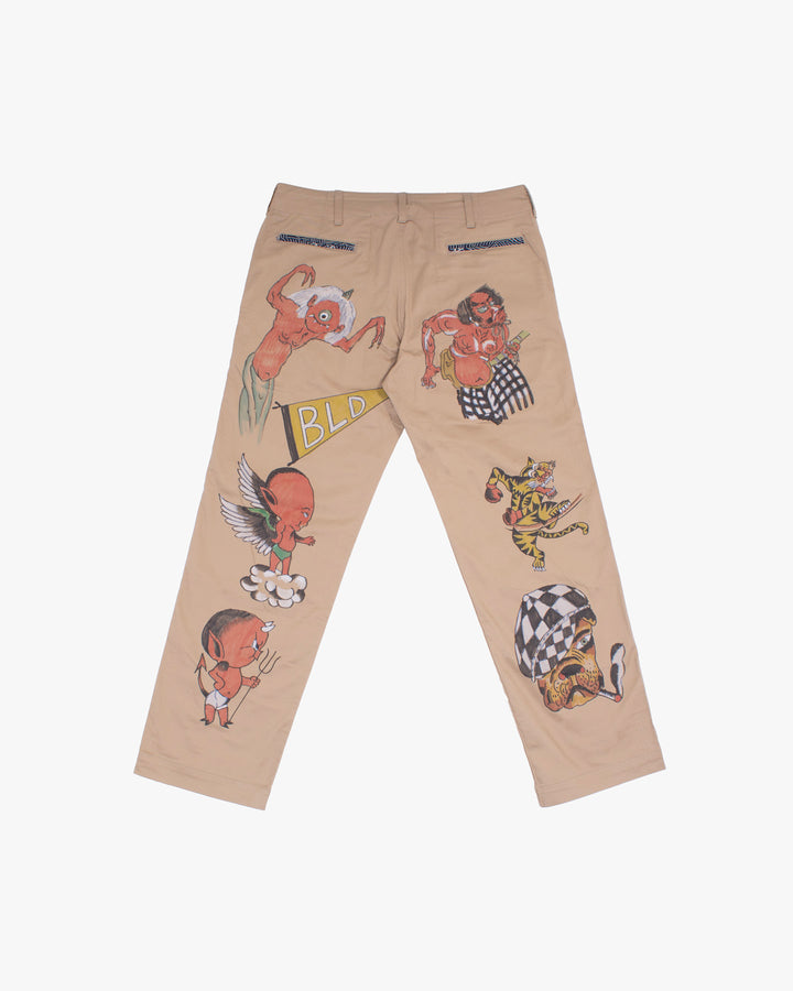 Officer Trousers, 34, Kiriko x James Rich, Khaki, Small Multi