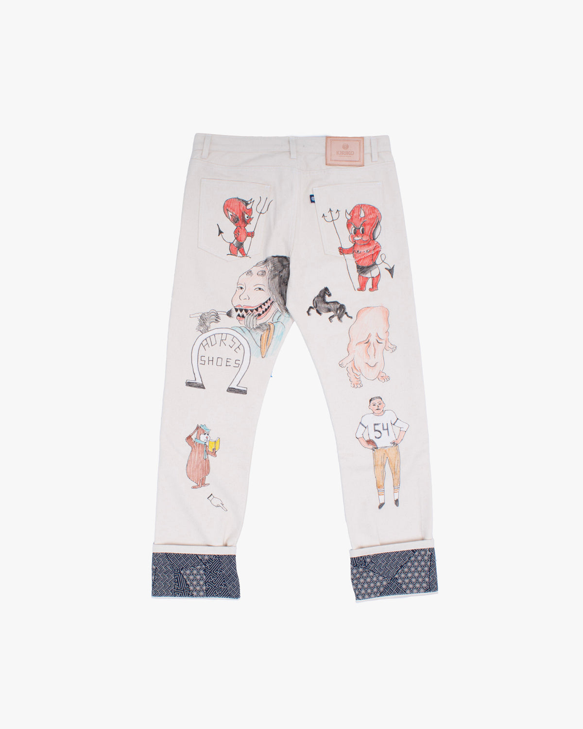 Canvas Pants, US Made 12.8 oz., Kiriko x James Rich, 34, Cream, Small Multi