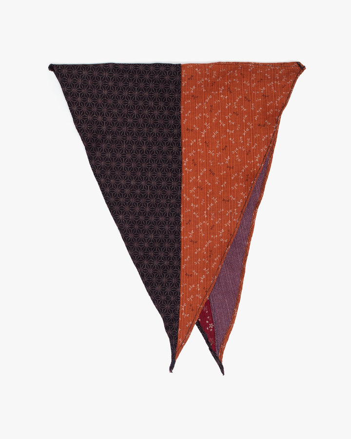 Kiriko Original Split Neckerchief, Black Dotted Asanoha and Orange Tonbo