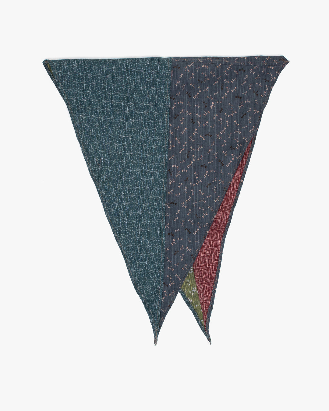Kiriko Original Split Neckerchief, Light Blue Tonbo and Blue Dotted Asanoha