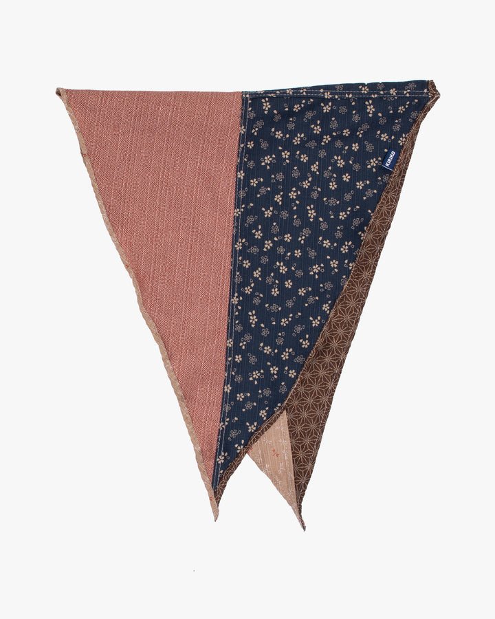 Kiriko Original Split Neckerchief, Beige Tonbo and Brown Dotted Asanoha