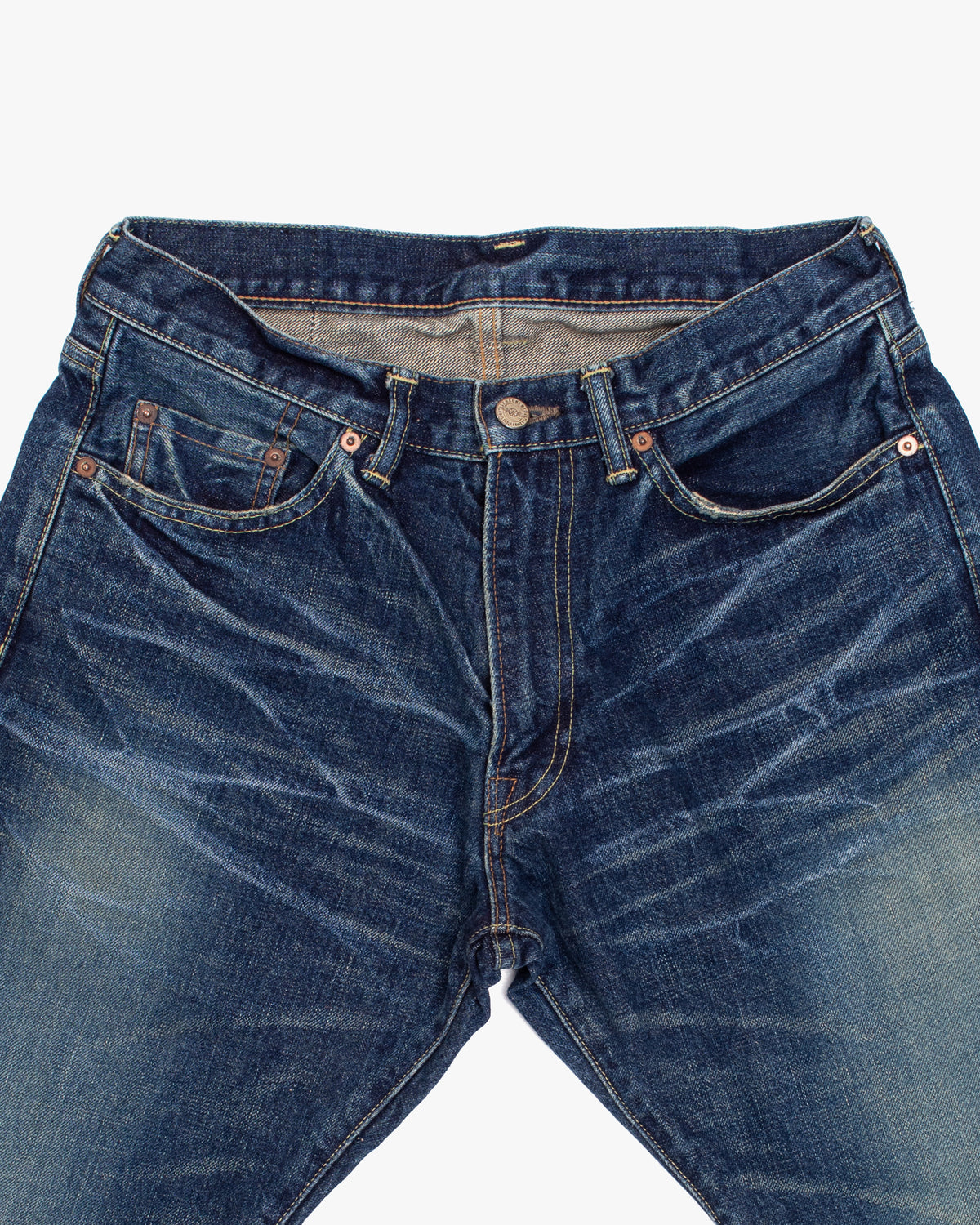 Japanese Repro Denim Jeans, 29, Knackered, Faded Medium Wash Blue