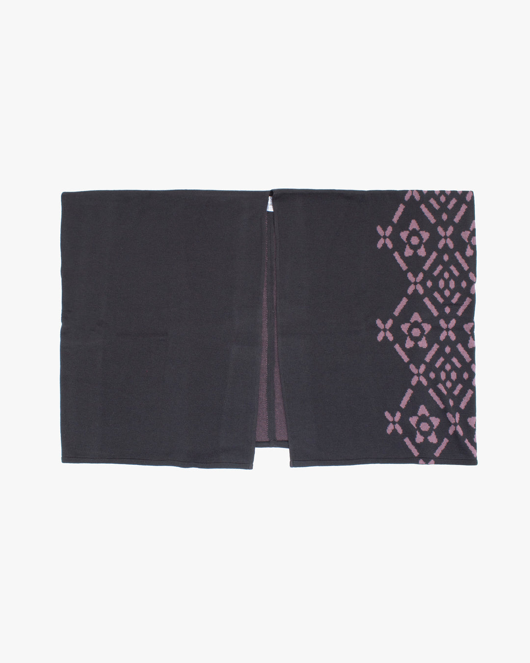 Wa-Modern Poncho, Charcoal and Pink Diamond/Floral Pattern, Hishigoushi
