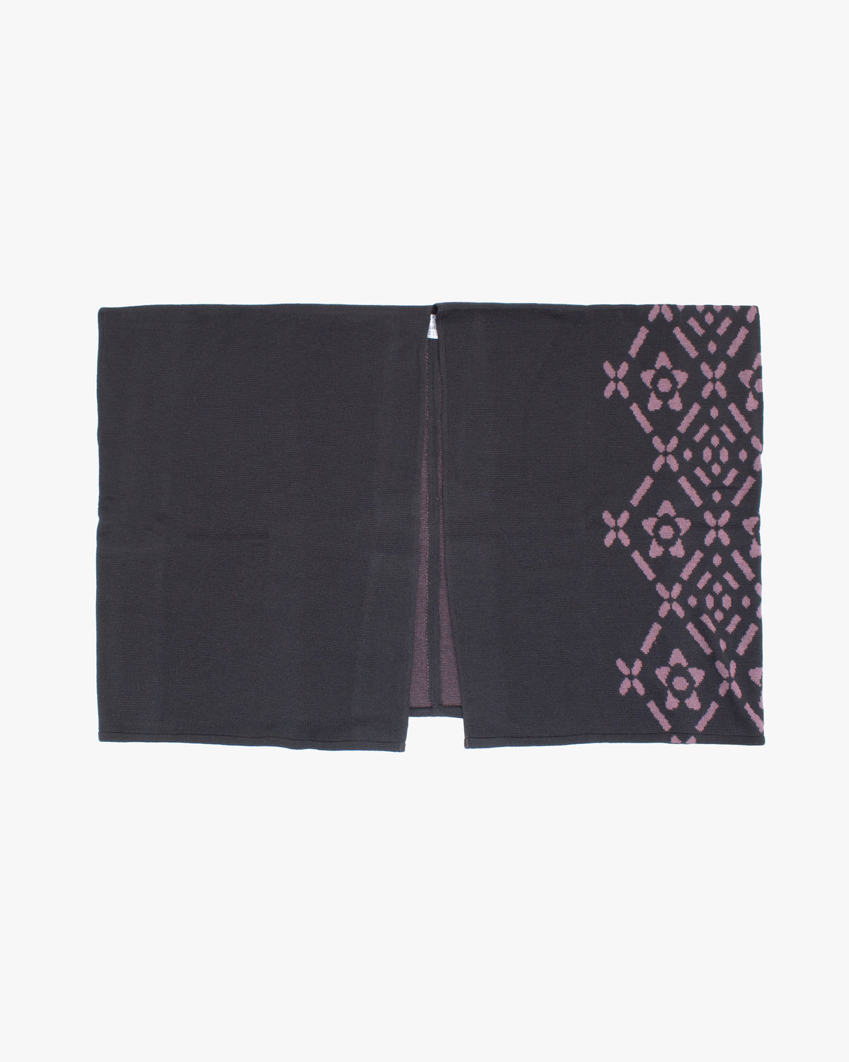 Wa-Modern Poncho, Charcoal and Pink Diamond/Floral Pattern, Hishigoushi