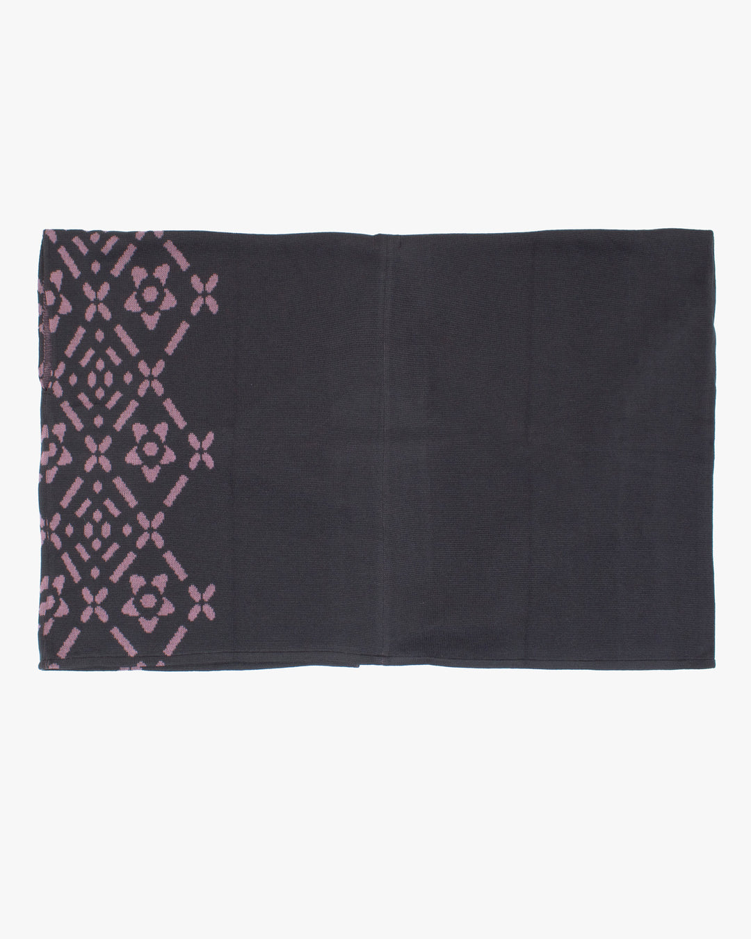 Wa-Modern Poncho, Charcoal and Pink Diamond/Floral Pattern, Hishigoushi