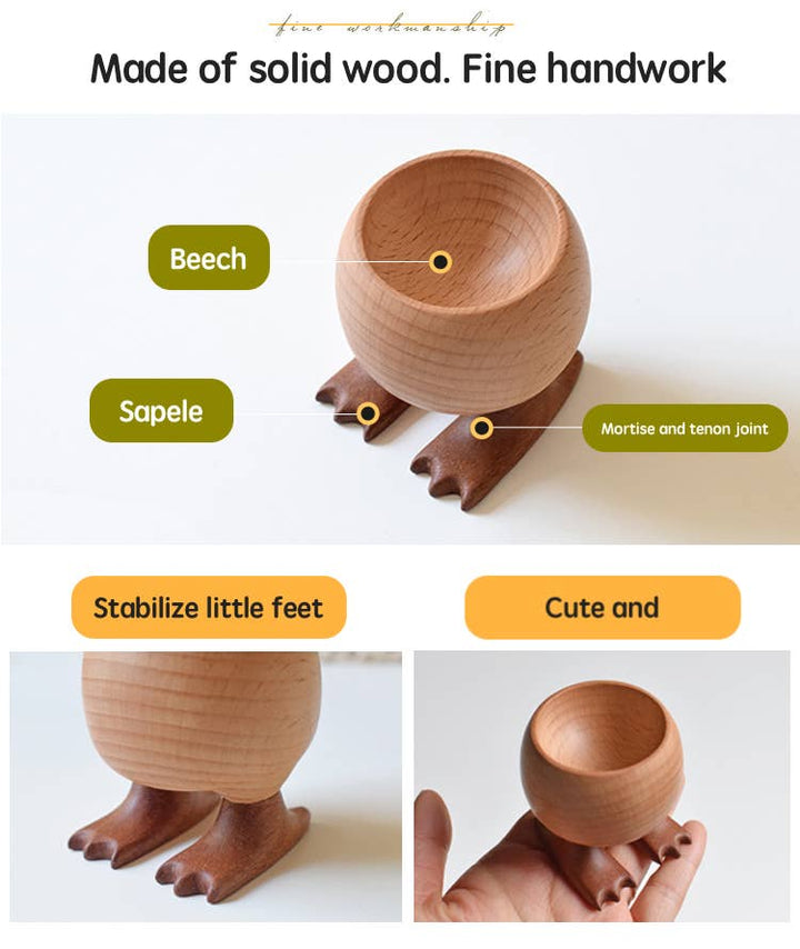 Senser Woodcraft, Wooden Egg Cup, Little Claw Design in Sapele &amp; Beech