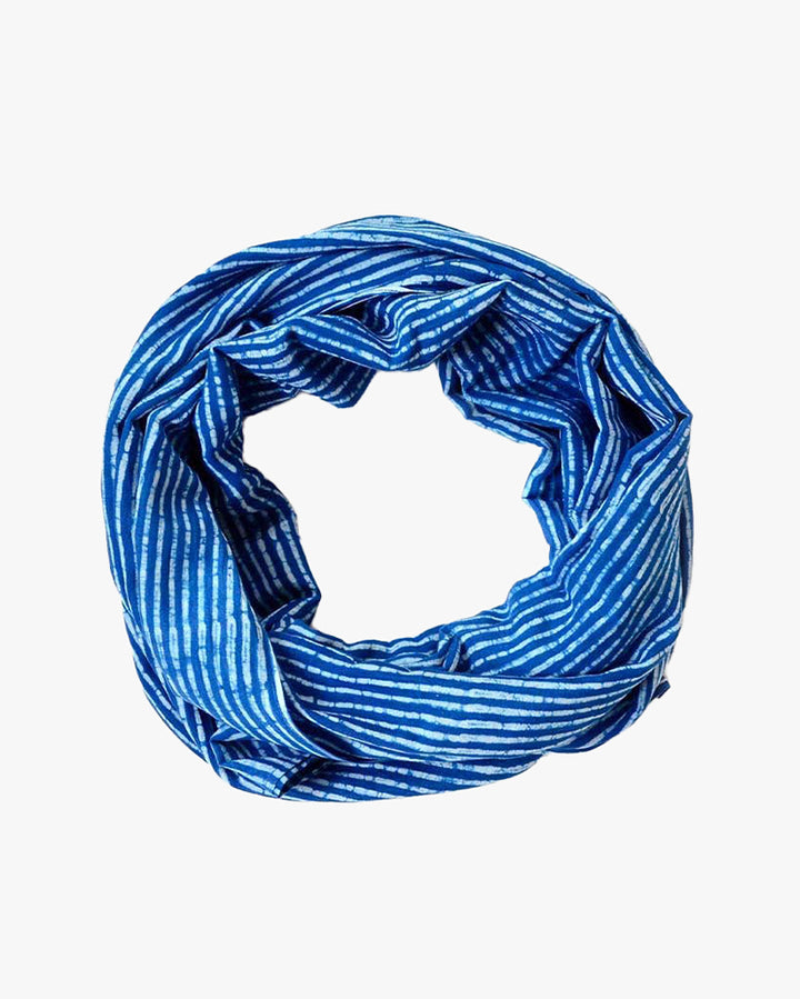 Ichcha, Indigo Blue Beach Life Stripe, Block Printed Scarf