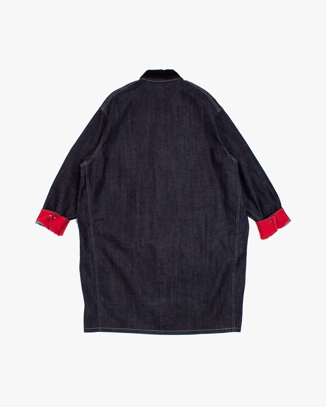 Japanese Repro Denim Chore Coat, S, Kapital, Dark Wash with Zipper and Red Accents