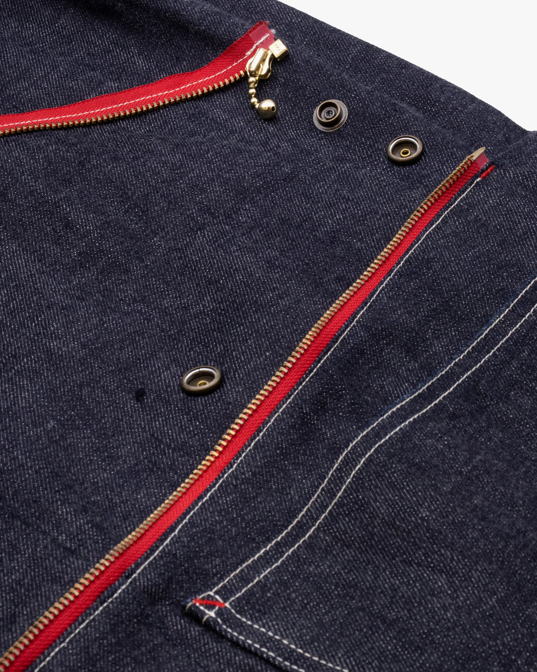 Japanese Repro Denim Chore Coat, S, Kapital, Dark Wash with Zipper and Red Accents