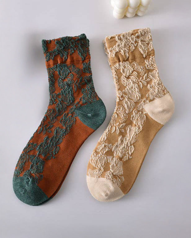 Tourtiwi, Tube Socks, Retro Embossed Three-Dimensional Pattern