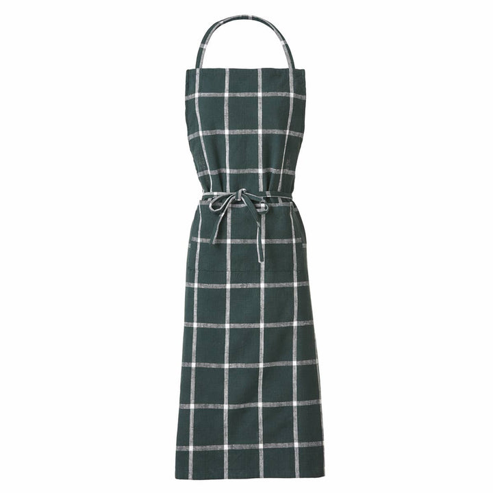 Tag Classic Check Slub Apron Dark Green Cotton Everyday