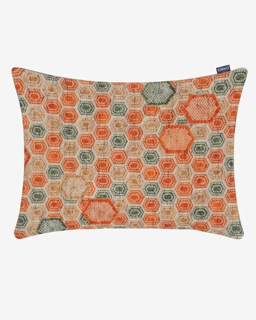 Kiriko Original Pillow, Orange and Green Kikko Kanoko