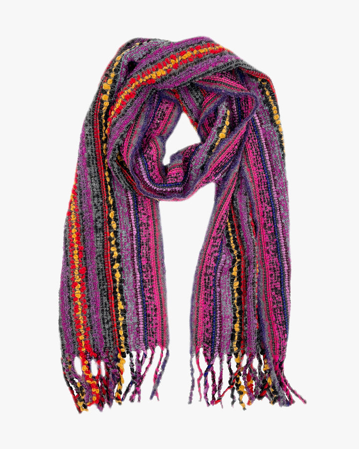 Shupaca Alpaca, Fringe Boucle Scarf, Berry
