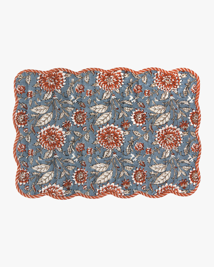 Danica Heirloom, Kantha Placemat, Dahlia Block Print