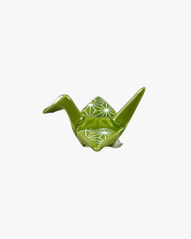 Urban Tokyo Origami Crane Chopstick Rest, Asanoha Green | Kiriko Made