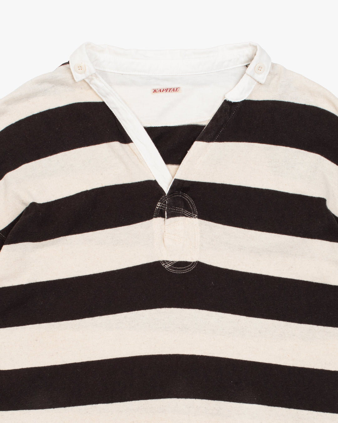 Japanese Repro Short Sleeve Shirt, XL, Kapital, Black and Cream Stripes