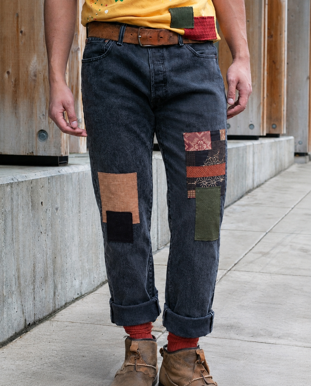 Kiriko Custom Patched Denim Jeans, Levi&