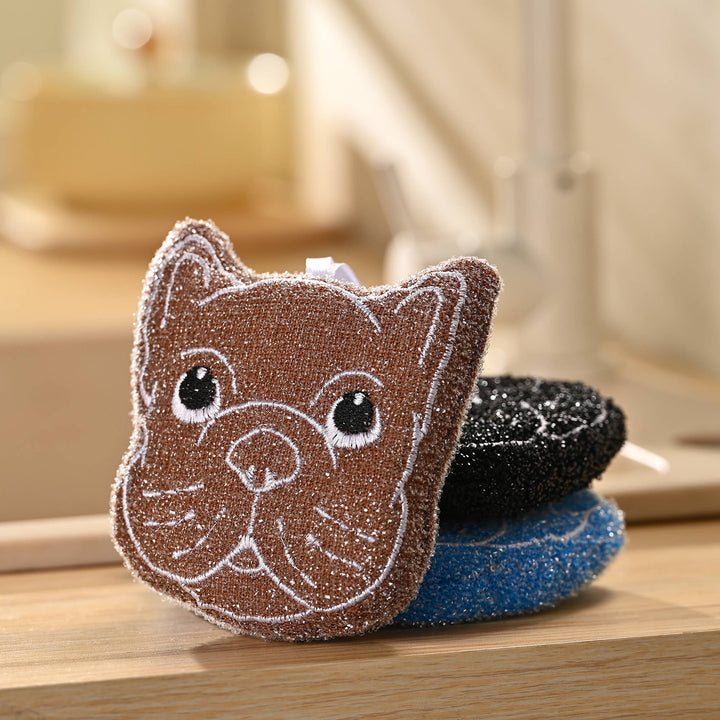 Fox Run Brands, Bulldog Kitchen Scrubber Set, Multicolor Pack of 3