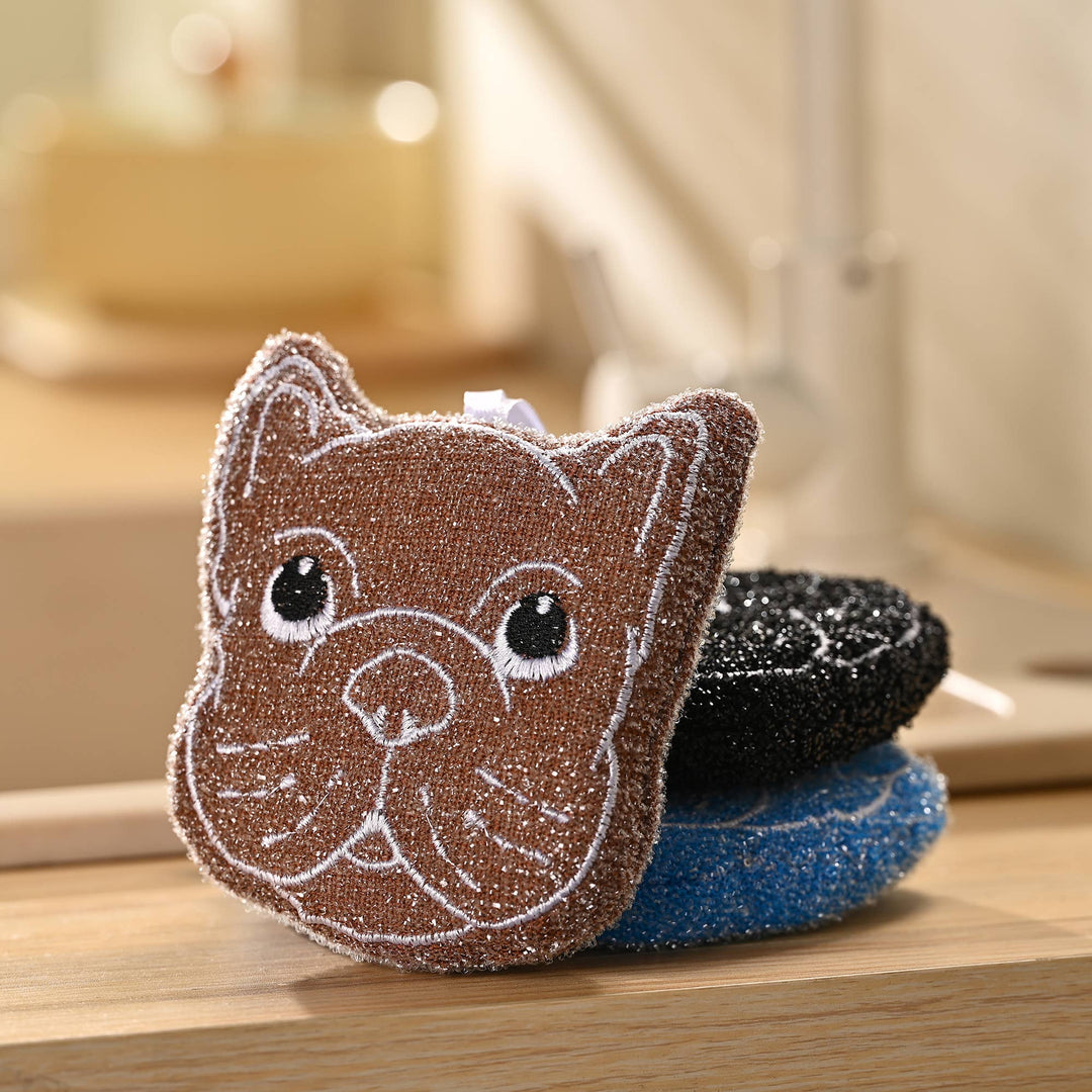 Fox Run Brands, Bulldog Kitchen Scrubber Set, Multicolor Pack of 3