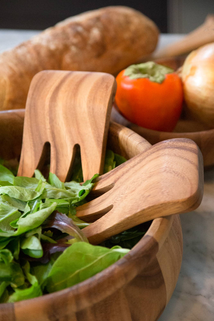 Ironwood, Bear Claw Salad Servers,Acacia, Set 2,1.5"x3.75"x6"