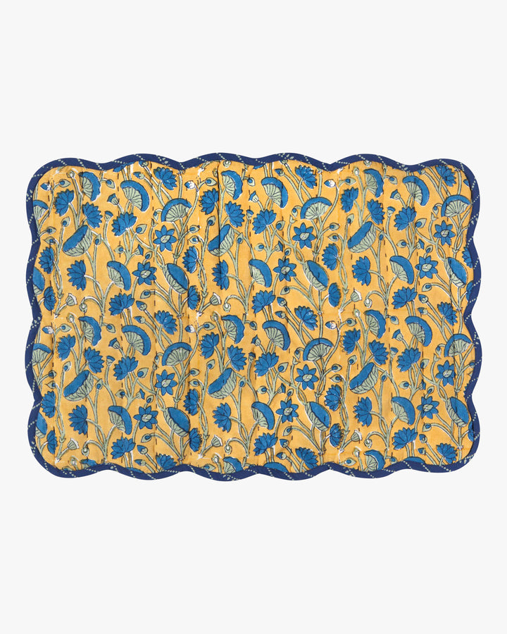 Danica Heirloom, Kantha Placemat, Fan Flower Block Print