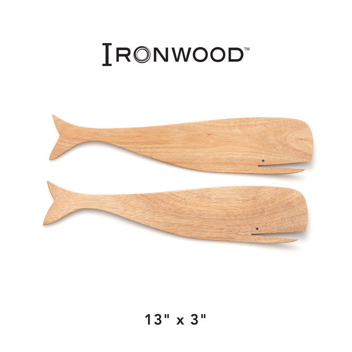 Ironwood, Wooden Whale Salad Utensils, Acacia,12.5" x 275"