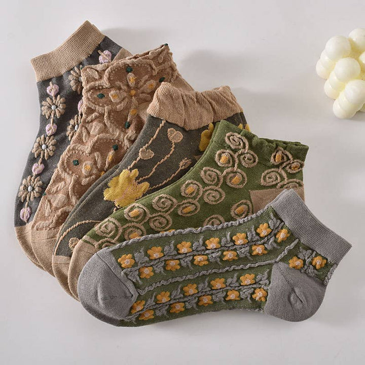Tourtiwi, Ankle Socks, Embossed Retro Floral
