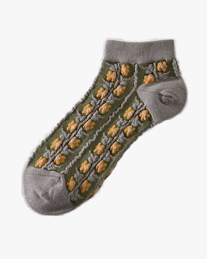 Tourtiwi, Ankle Socks, Embossed Retro Floral