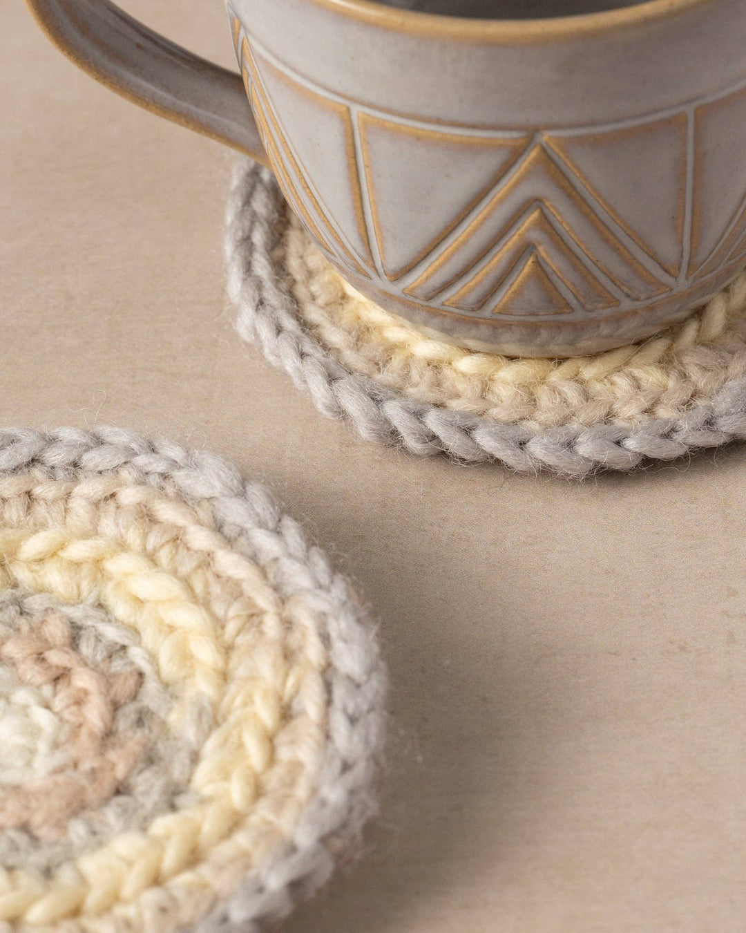 Ten Thousand Villages, Crocheted Mug Rugs, Watercolor, Set of 2