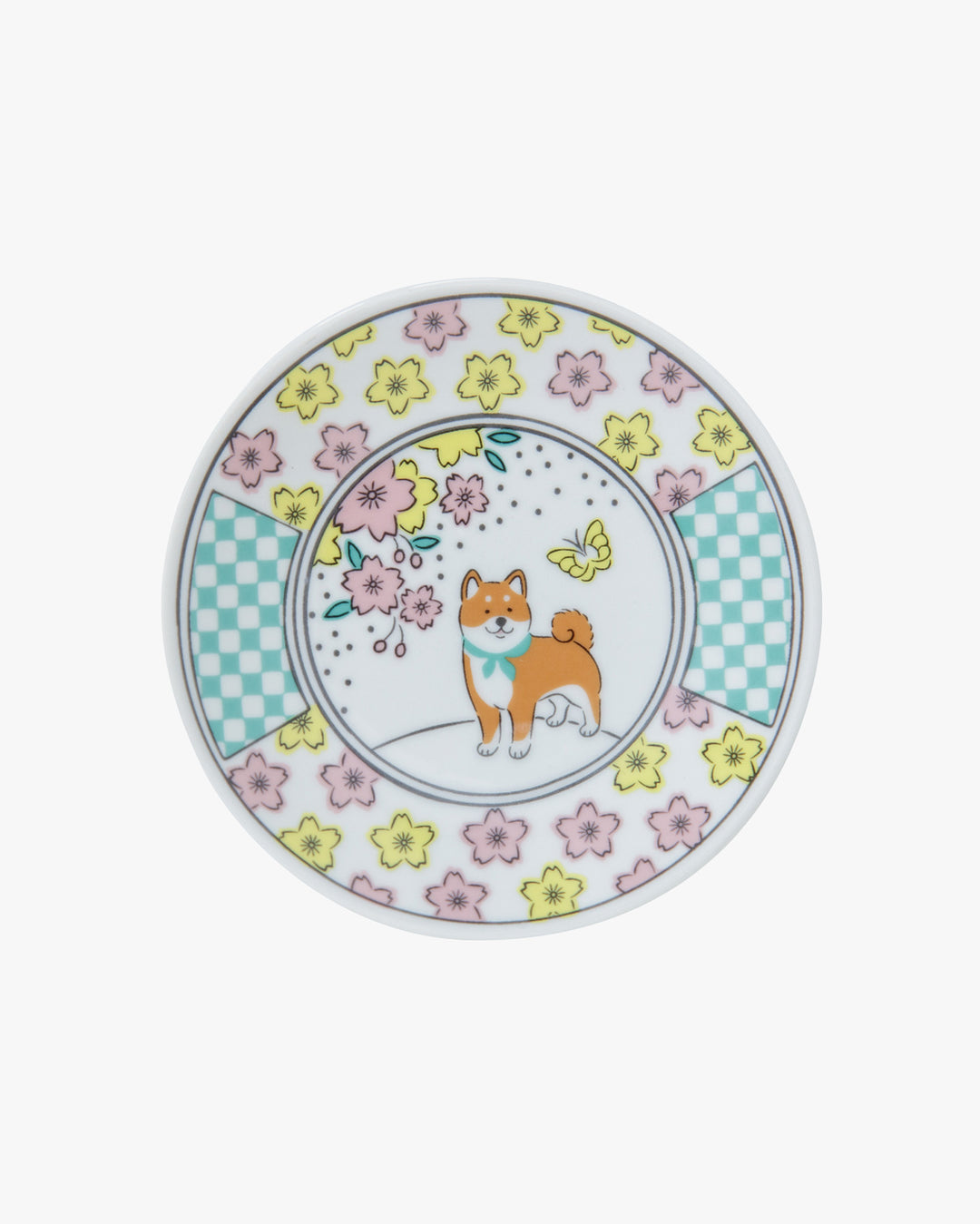 Small Plate, Bisque, Shiba Pattern, Fuji Shiba