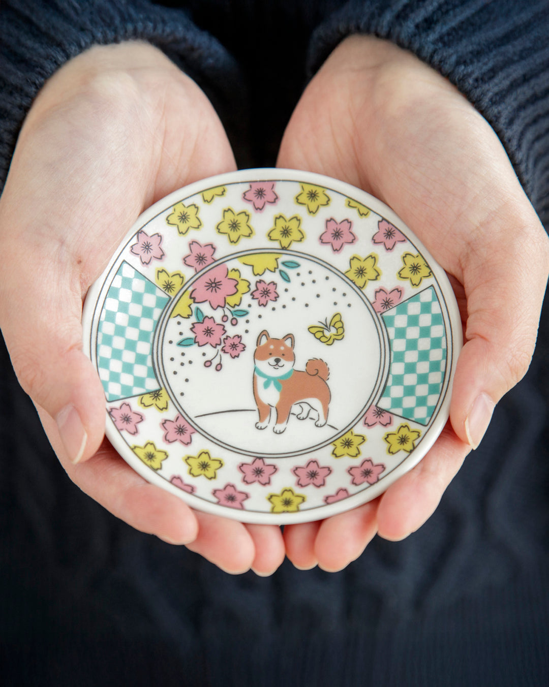 Small Plate, Bisque, Shiba Pattern, Fuji Shiba