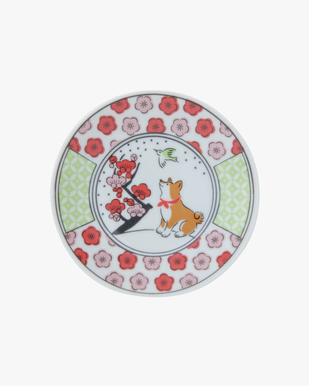 Small Plate, Bisque, Shiba Pattern, Fuji Shiba