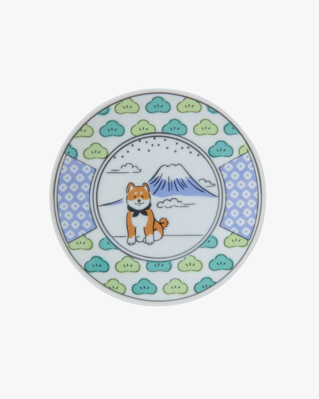 Small Plate, Bisque, Shiba Pattern, Fuji Shiba