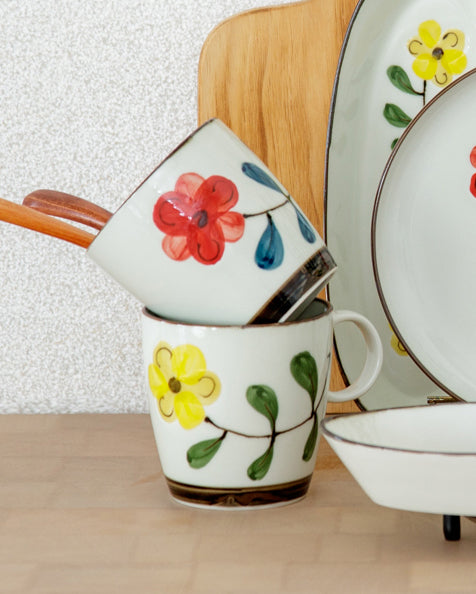 Mug Cup, Bisque, Poppy Flower