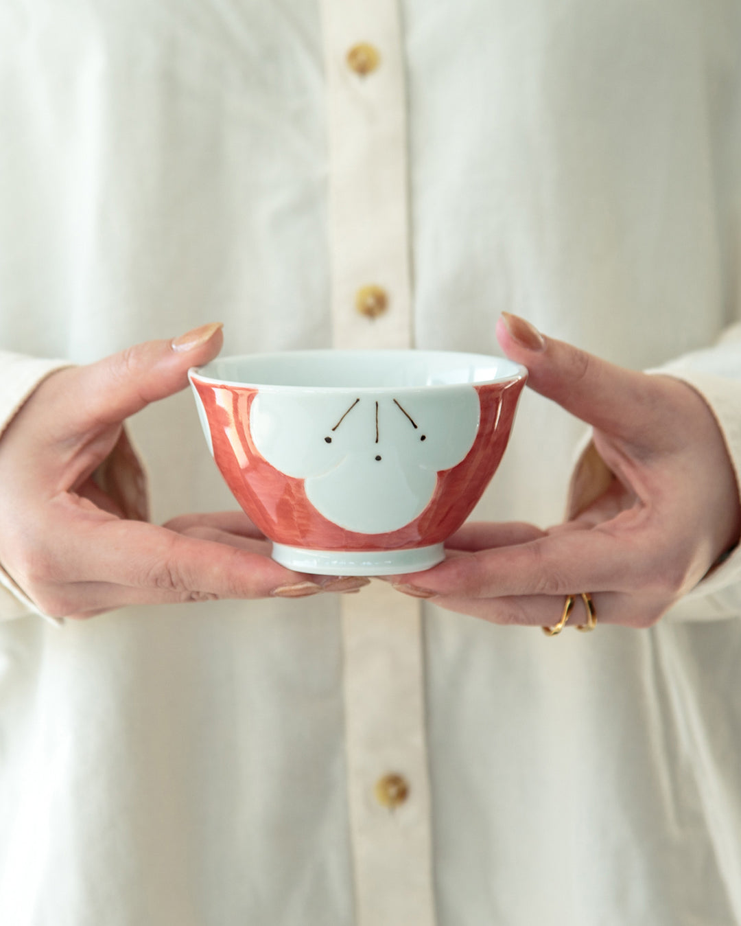 Plum Blossom Small Bowl, Bisque