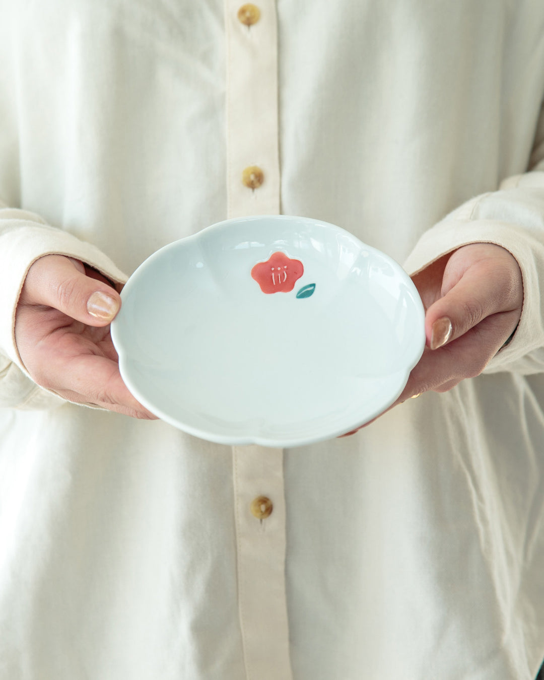 Small Plate, Bisque, Nippon Ezara, Camellia