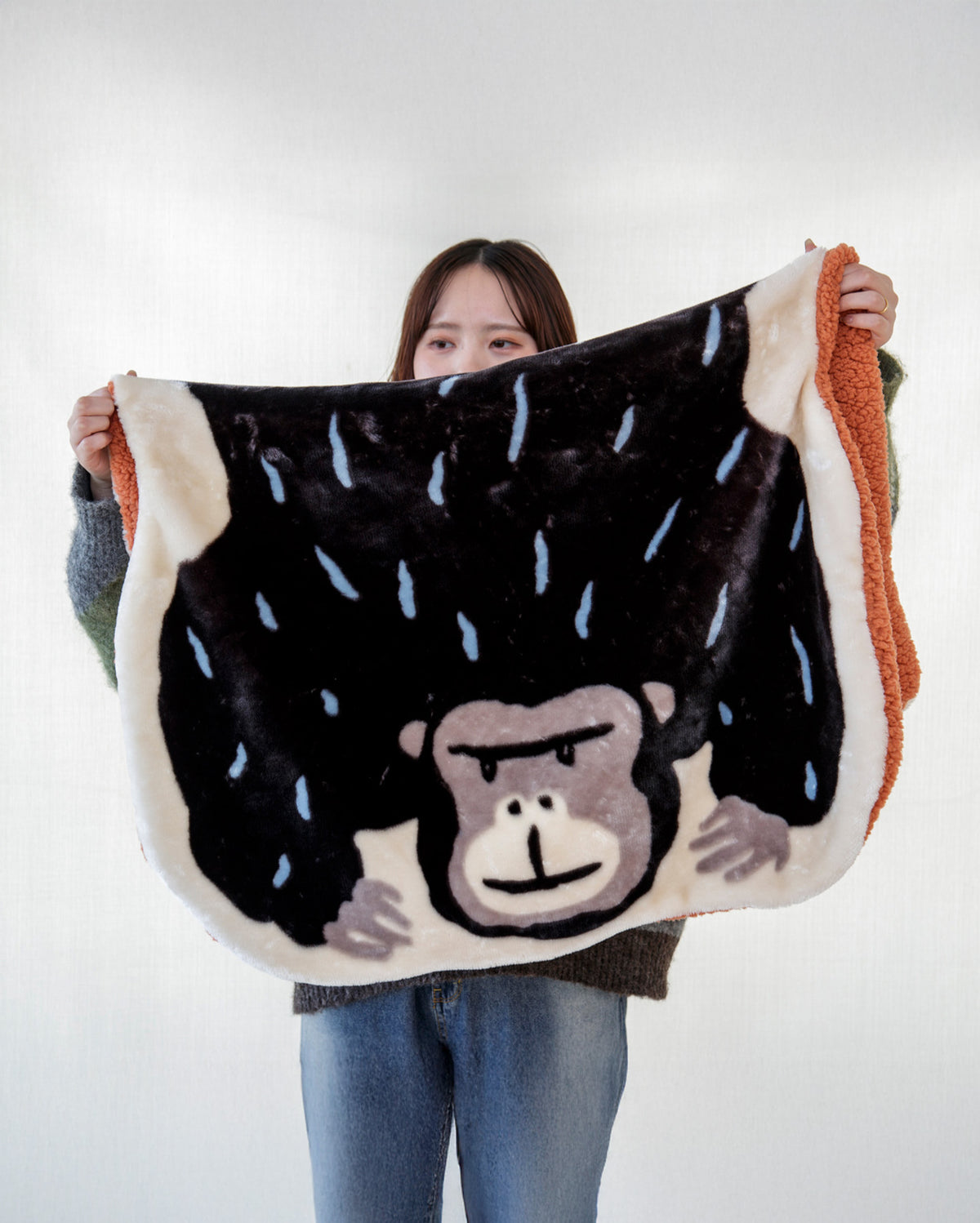 Momonga Plush Blanket, Bisque, Gorilla