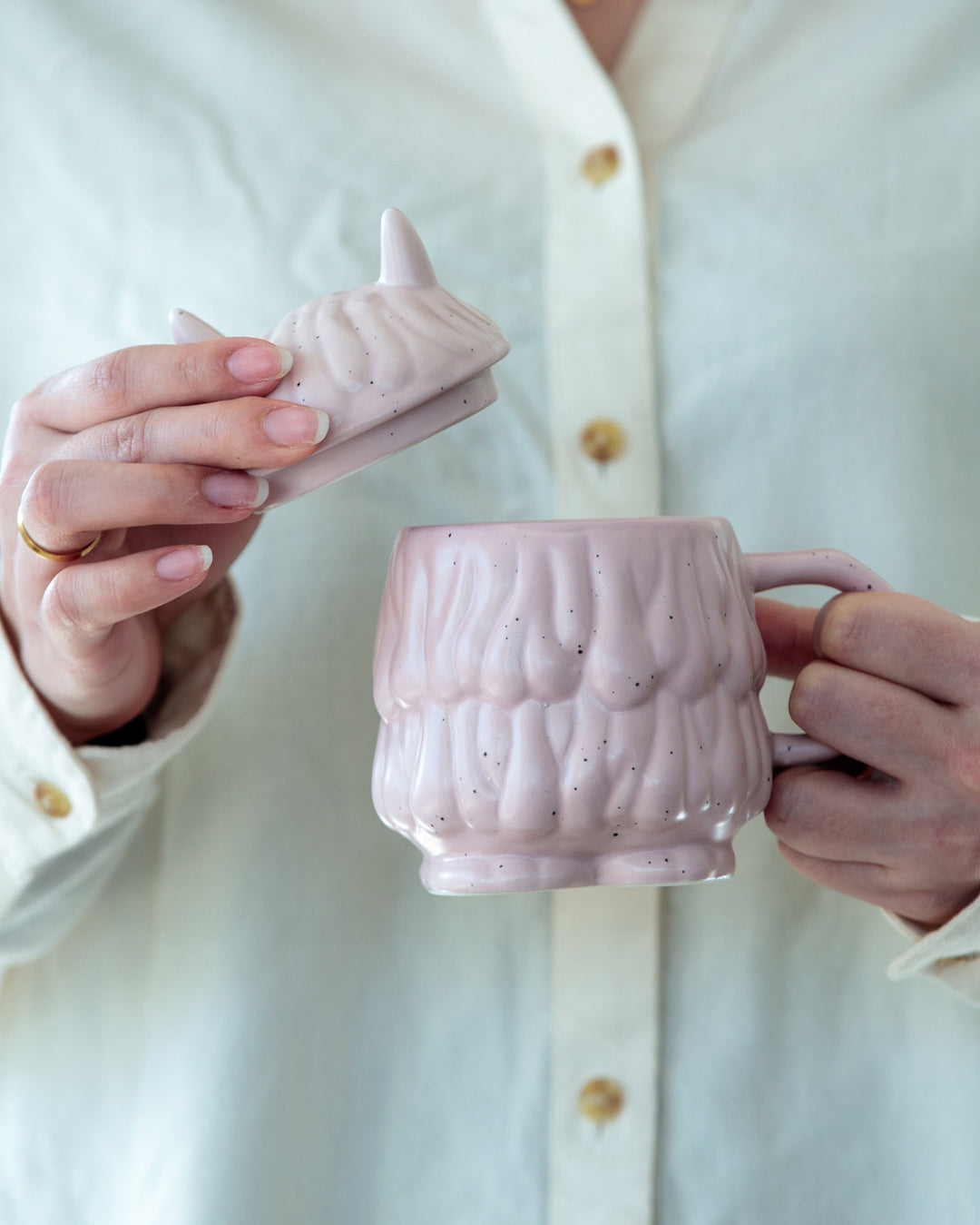 Mug with Lid, Bisque, I’m Monster