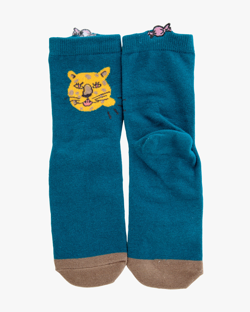 Bisque, CDF Etendue, Candy Leopard Socks, Teal