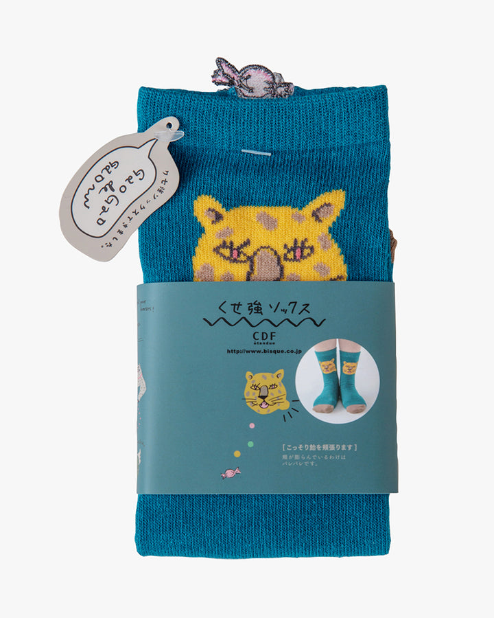 Bisque, CDF Etendue, Candy Leopard Socks, Teal