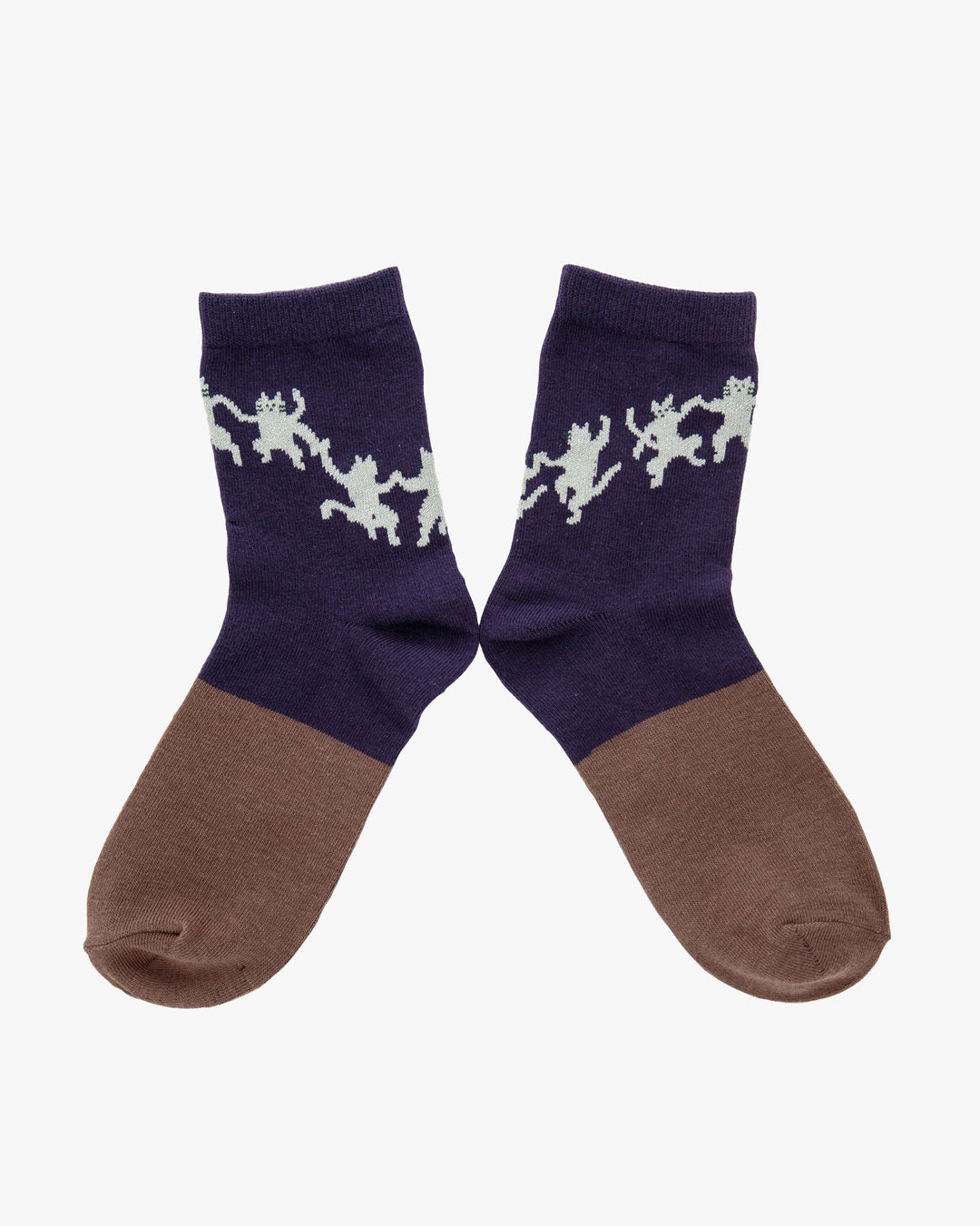 Bisque, CDF Etendue, Dancing Cat Socks, Purple and Brown