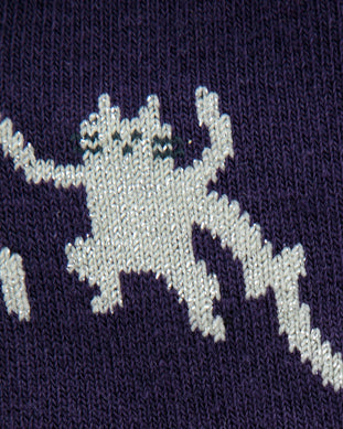 Bisque, CDF Etendue, Dancing Cat Socks, Purple and Brown